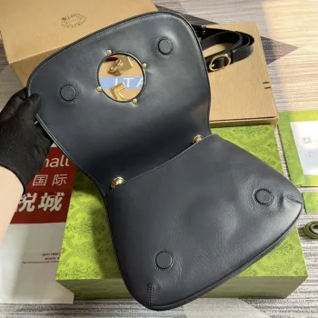 Gucci 721172 Blondie Medium top handle bag Black with navy blue