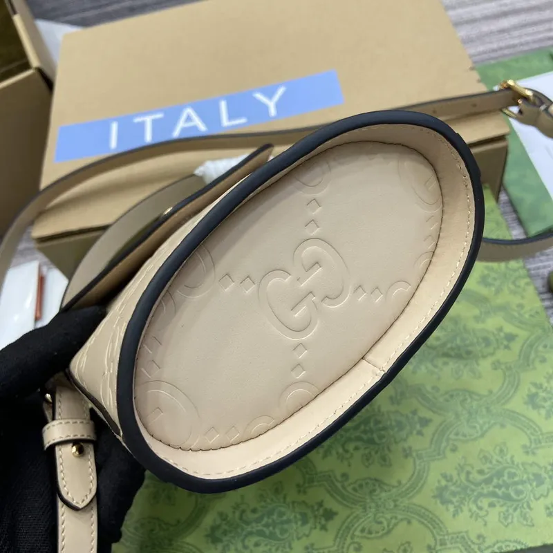 Gucci 772795 GG Super Mini Bucket Bag Light Beige