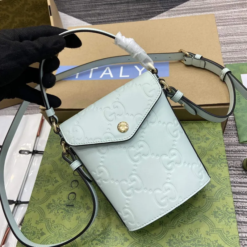 Gucci 772795 GG Super Mini Bucket Bag Pale Green