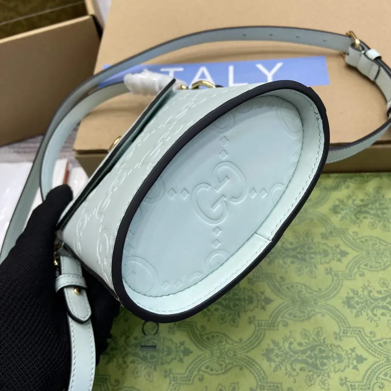 Gucci 772795 GG Super Mini Bucket Bag Pale Green