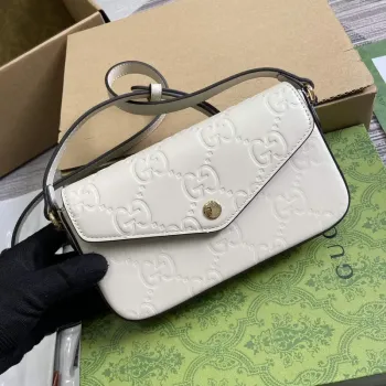 Gucci 772794 GG Super Mini Shoulder Bag White