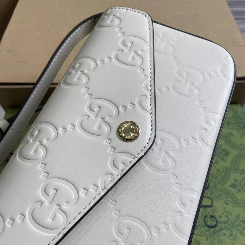 Gucci 772794 GG Super Mini Shoulder Bag White