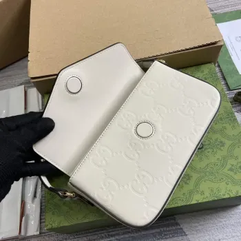 Gucci 772794 GG Super Mini Shoulder Bag White