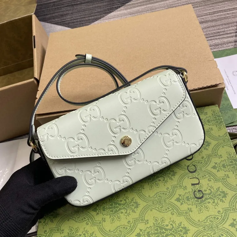 Gucci 772794 GG Super Mini Shoulder Bag Pale green