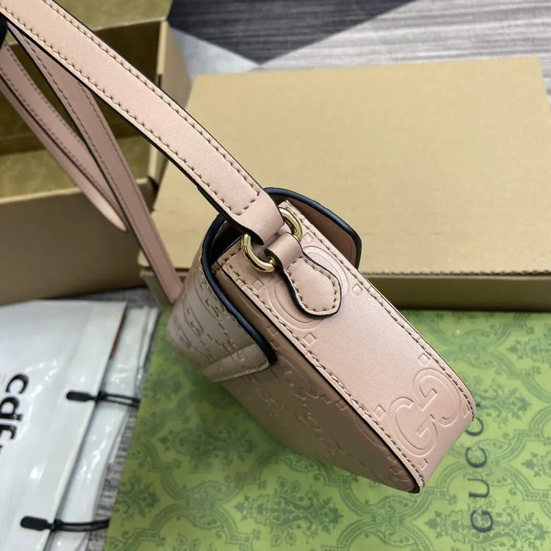 Gucci 772794 GG Super Mini Shoulder Bag Rose beige