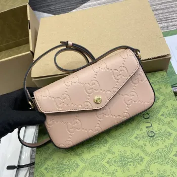 Gucci 772794 GG Super Mini Shoulder Bag Rose beige