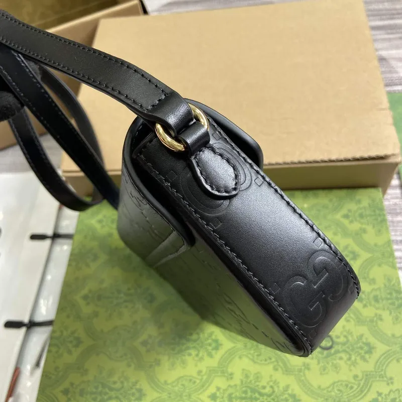 Gucci 772794 GG Super Mini Shoulder Bag Black