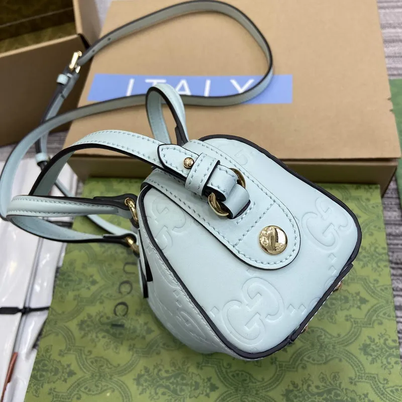 Gucci 790130 GG Super Mini Top Handle Bag Light Green