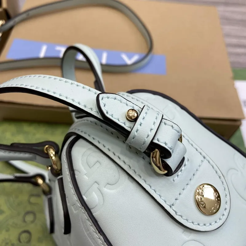 Gucci 790130 GG Super Mini Top Handle Bag Light Green
