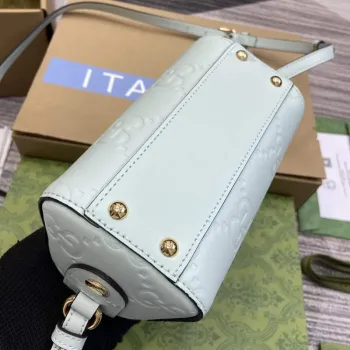 Gucci 790130 GG Super Mini Top Handle Bag Light Green