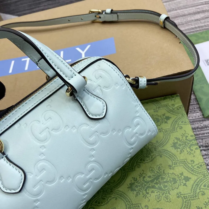Gucci 790130 GG Super Mini Top Handle Bag Light Green