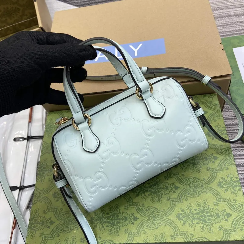 Gucci 790130 GG Super Mini Top Handle Bag Light Green