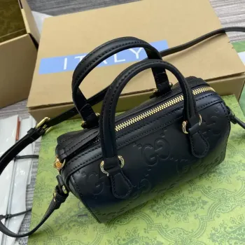 Gucci 790130 GG Super Mini Top Handle Bag Black