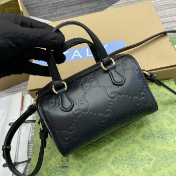 Gucci 790130 GG Super Mini Top Handle Bag Black
