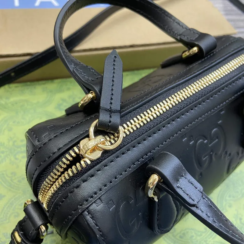 Gucci 790130 GG Super Mini Top Handle Bag Black
