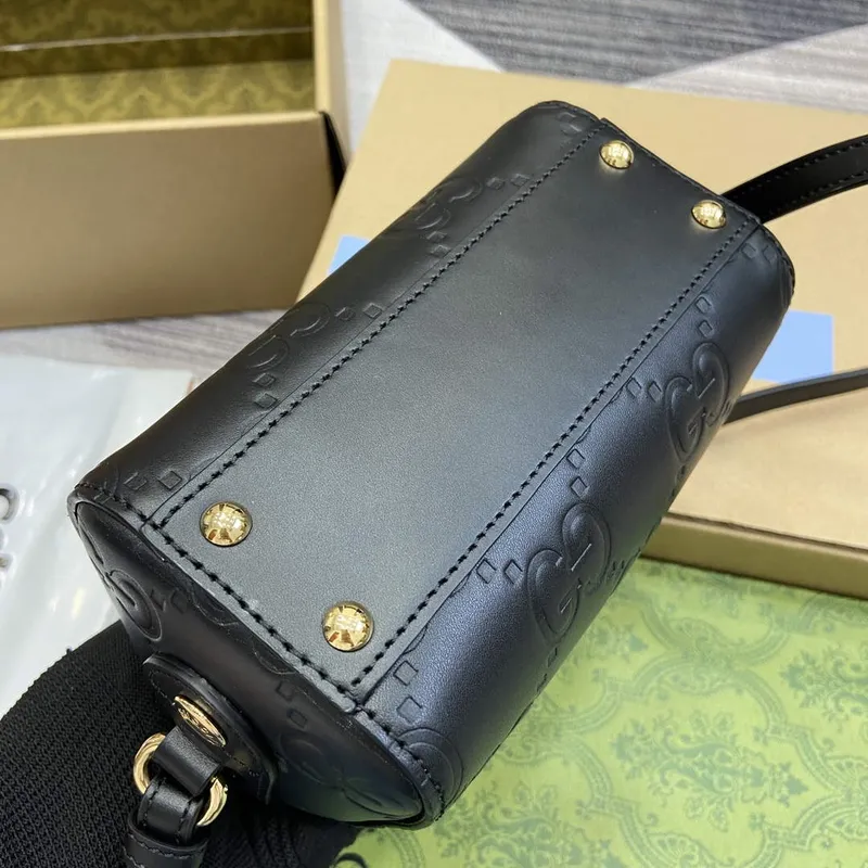 Gucci 790130 GG Super Mini Top Handle Bag Black