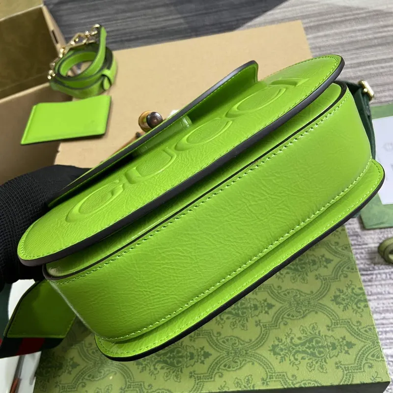 Gucci 675797 Gucci Bamboo 1947 Small Top Handle Bag Green patent leather