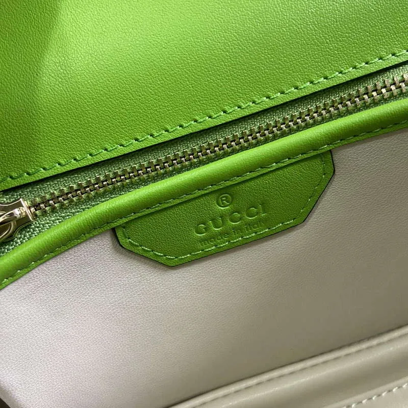 Gucci 675797 Gucci Bamboo 1947 Small Top Handle Bag Green patent leather