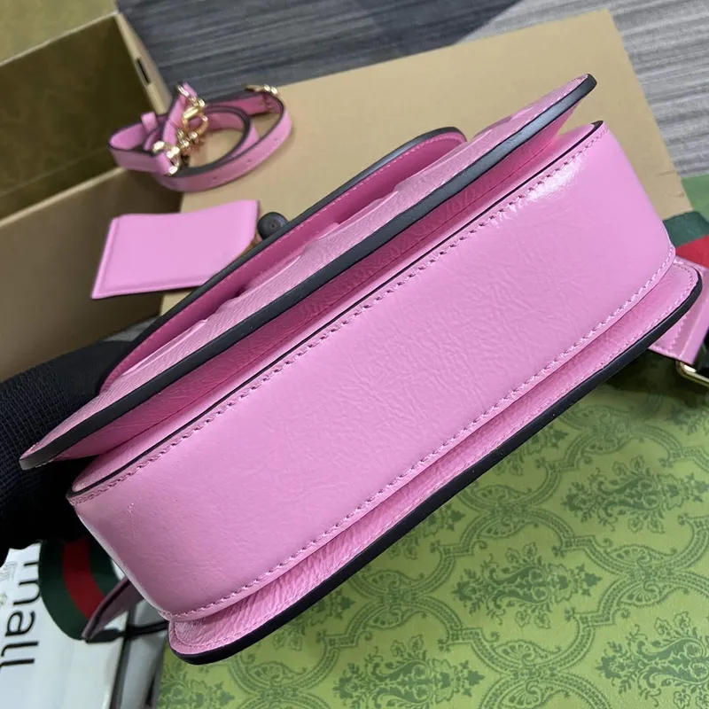 Gucci 675797 Gucci Bamboo 1947 Small Top Handle Bag Pink patent leather