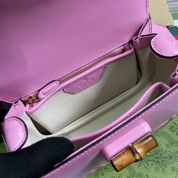 Gucci 675797 Gucci Bamboo 1947 Small Top Handle Bag Pink patent leather