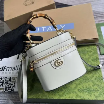 Gucci 760200 Mini Bamboo Shoulder Bag White