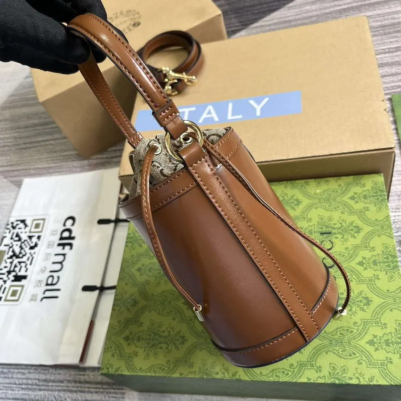 Gucci 760201 Ophidia Mini Bucket Bag Brown