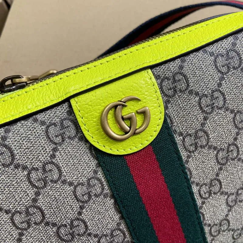 Gucci 699439 Ophidia GG Small Crossbody Bag Fluorescent yellow