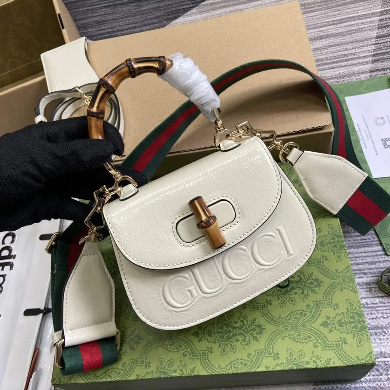 Gucci 786482 Gucci Bamboo 1947 Mini Top Handle Bag White