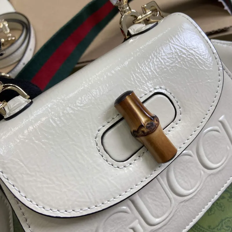 Gucci 786482 Gucci Bamboo 1947 Mini Top Handle Bag White