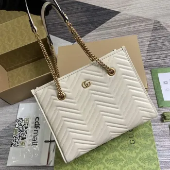 Gucci 779724 GG Marmont Medium Tote Bag White