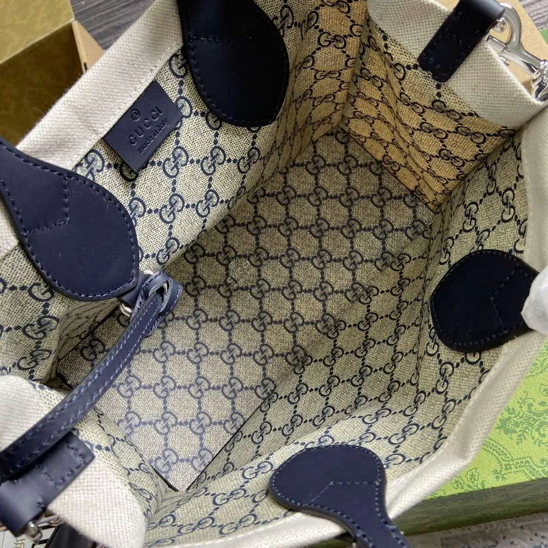 Gucci 772144 Mini Tote Bag With Gucci Print Blue