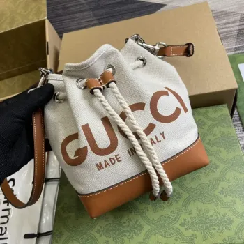 Gucci 777166 Mini Shoulder Bag With Gucci Print Beige