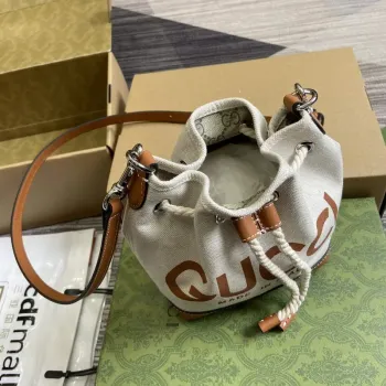 Gucci 777166 Mini Shoulder Bag With Gucci Print Beige