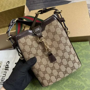 Gucci 782919 Original GG Small Bucket Bag Brown