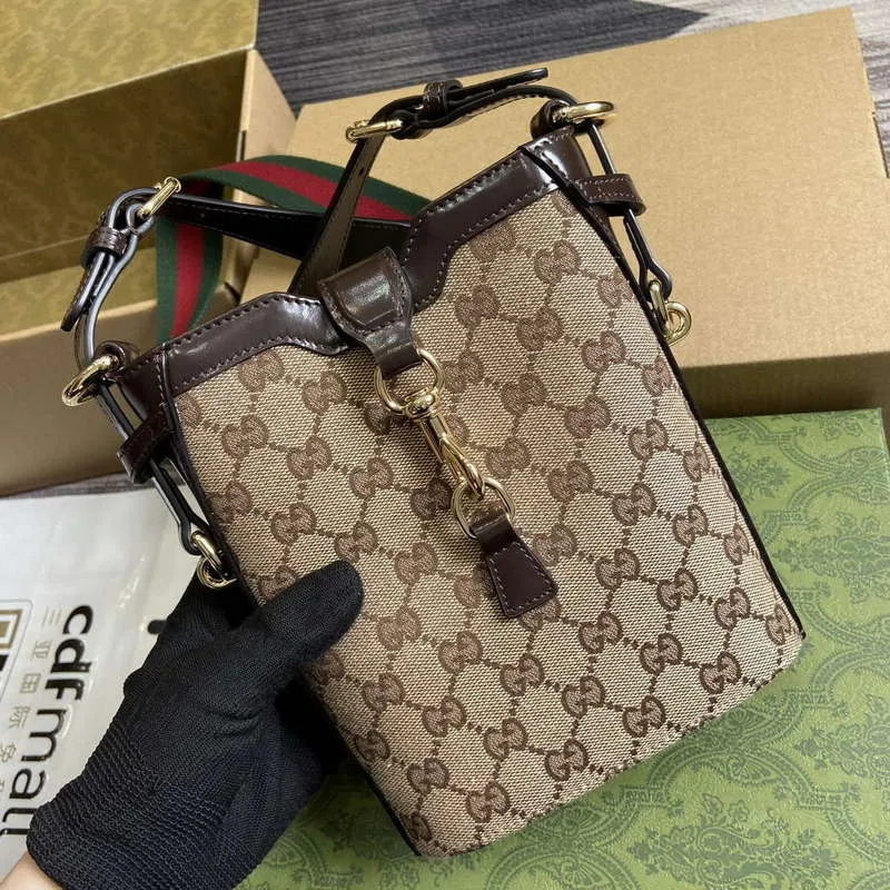 Gucci 782919 Original GG Small Bucket Bag Brown