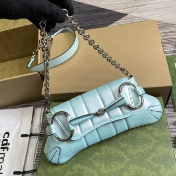 Gucci 764339 Gucci Horsebit Chain Small Shoulder Bag Symphony blue