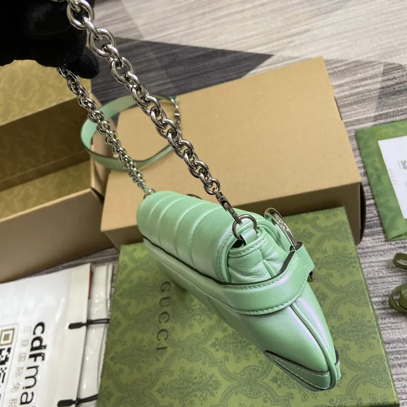 Gucci 764339 Gucci Horsebit Chain Small Shoulder Bag Symphony green