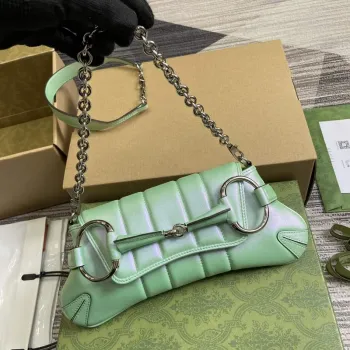Gucci 764339 Gucci Horsebit Chain Small Shoulder Bag Symphony green