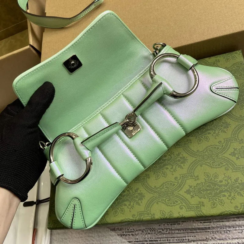 Gucci 764339 Gucci Horsebit Chain Small Shoulder Bag Symphony green