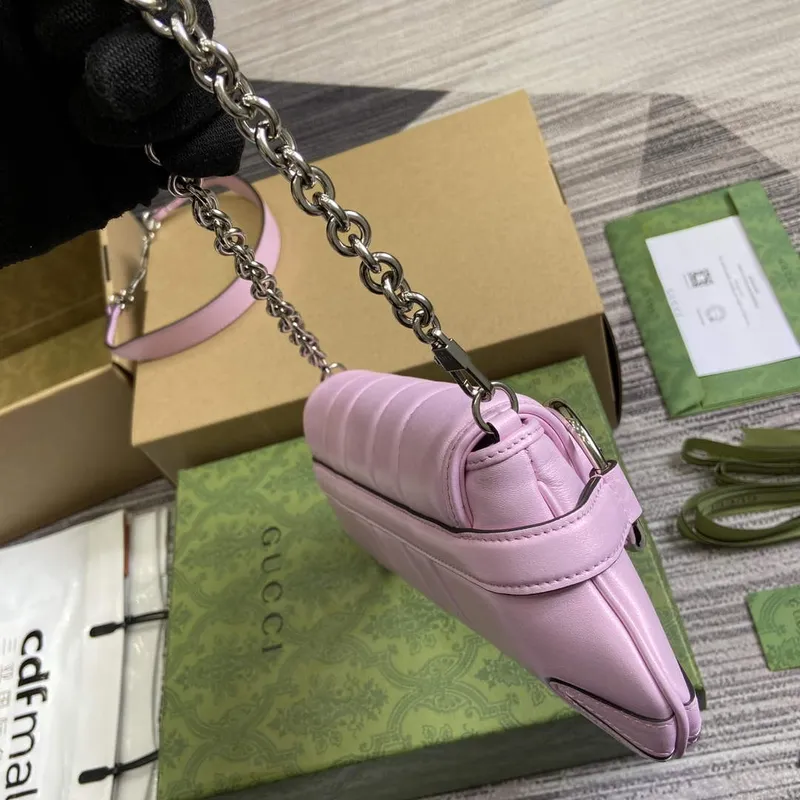 Gucci 764339 Gucci Horsebit Chain Small Shoulder Bag Symphony powder