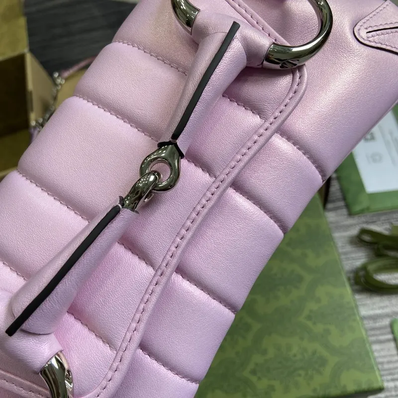 Gucci 764339 Gucci Horsebit Chain Small Shoulder Bag Symphony powder