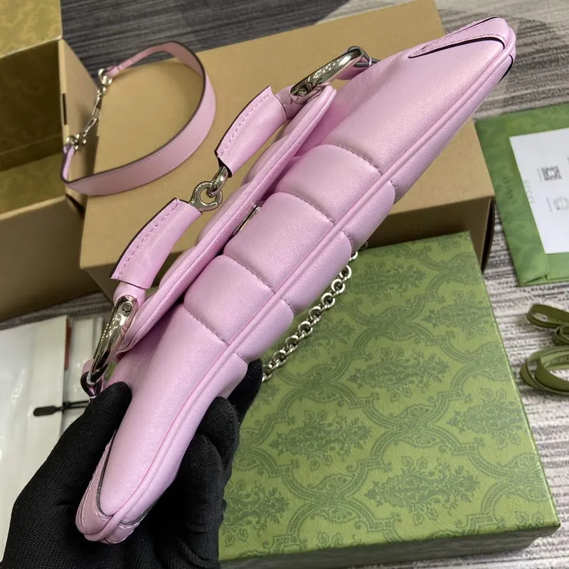 Gucci 764339 Gucci Horsebit Chain Small Shoulder Bag Symphony powder