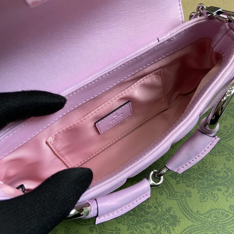 Gucci 764339 Gucci Horsebit Chain Small Shoulder Bag Symphony powder