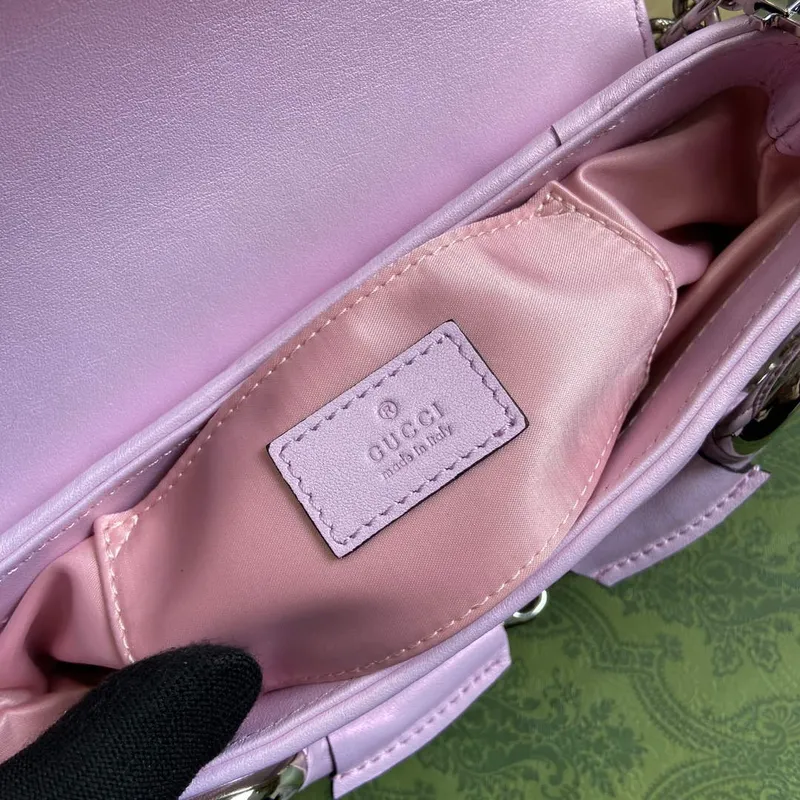 Gucci 764339 Gucci Horsebit Chain Small Shoulder Bag Symphony powder