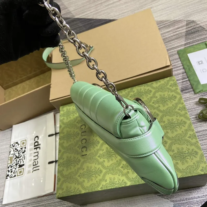 Gucci 764255 Gucci Horsebit Chain Medium Shoulder Bag Symphony green