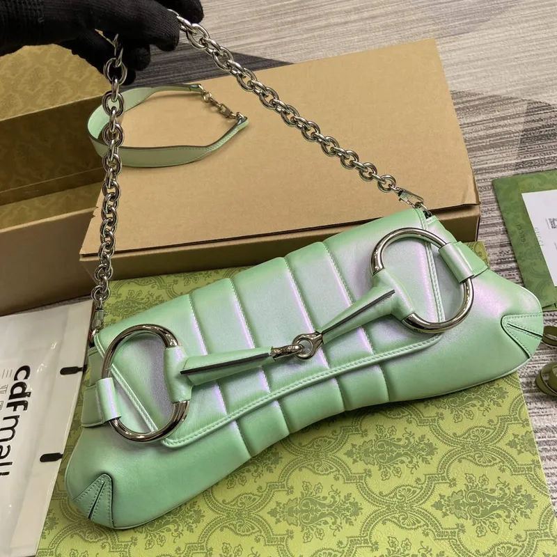 Gucci 764255 Gucci Horsebit Chain Medium Shoulder Bag Symphony green