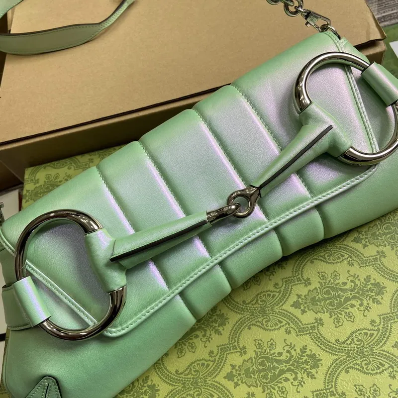 Gucci 764255 Gucci Horsebit Chain Medium Shoulder Bag Symphony green