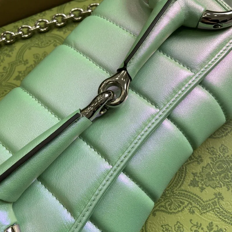 Gucci 764255 Gucci Horsebit Chain Medium Shoulder Bag Symphony green