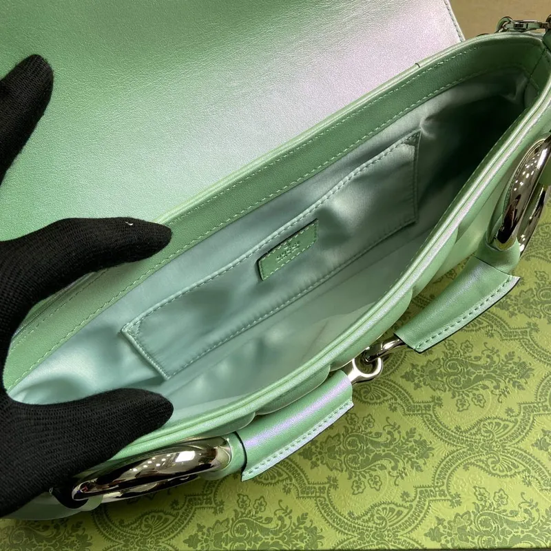 Gucci 764255 Gucci Horsebit Chain Medium Shoulder Bag Symphony green
