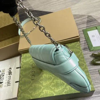 Gucci 764255 Gucci Horsebit Chain Medium Shoulder Bag Symphony blue